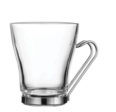 China Viable Reusable Wholesale Glass Coffee Mugs Bulk Espresso Glass Coffee Mugs Coffee Glass With Metal Handle for sale