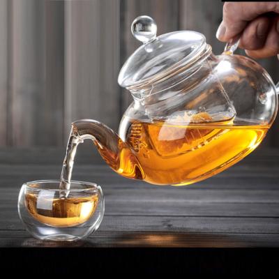 China Wholesale Borosilicate Viable Heat Resistant Clear Teapot Tea Maker Glass Tea Cup Set for sale