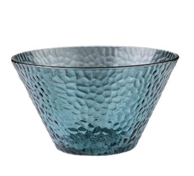 China Viable Hot Sale Kitchen Color Hammer Pattern Glass Salad Bowl Fruit Bowl for sale