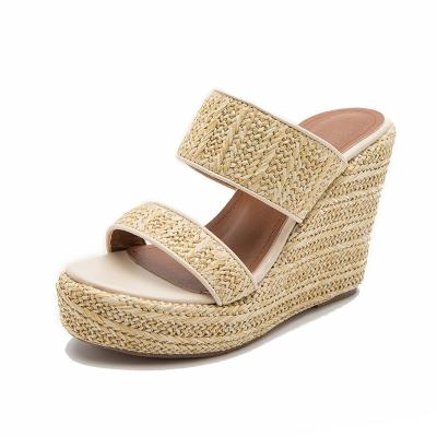 China Xinzirain Sandals Logo Custom Thick Sole Fashion Trend Espadrille Plus Size 43 Height Increase 11cm Wedge Heel Women Platform Sandals for sale