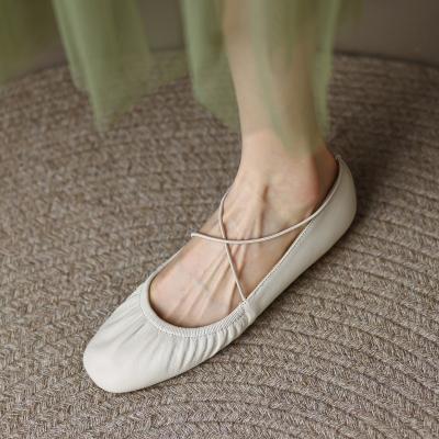 China Low MOQ Xinzirain Lightweight Custom Female Flat Shoes High Quality Real Leather Women Flat Ballet Shoes With Logo Custom for sale