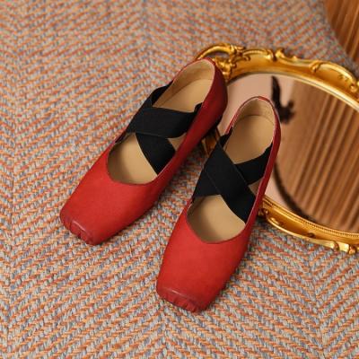 China XINZI Light RAIN Mary Jane Flat Shoes Real Leather Cross Strap 2cm Heel Comfortable Women Ballet Shoes For Ladies for sale