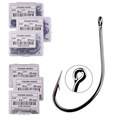 China 50pcs 10pcs High Carbon Steel Coating Stainless Steel Barbed Carp Hooks Pack With Original Box Retail Hook Tackle for sale