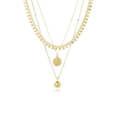 China CLASSIC Handmade Gold Plated Two Layer Coffee Ladies Bean Chain Big Ball Pendant Fashion Jewelry Necklace 2021 for sale