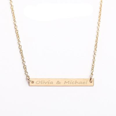 China CLASSIC Hot Selling Custom Personalized Inspired Horizontal Bar Charm Name Letter Pendant Necklace Jewelry for sale