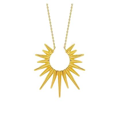 China New CLASSIC Luxury Elegant Fashion Sun Design Pendant Stainless Steel 18K 14k Gold Plating Chain Sun Necklace for sale