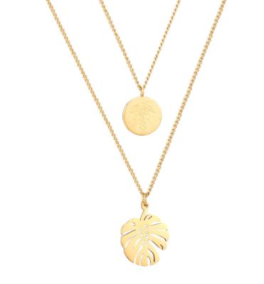 China Romantic hot selling round tree necklace European and American double tree necklace coconut chain 14K stainless steel brand necklace for sale