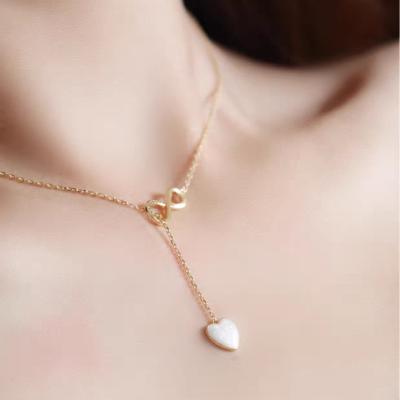 China European and American Simple Love Rose Gold Clavicle Chain Ladies Necklace S925 Silver Bow Fashion Romantic Pendant Necklace for sale