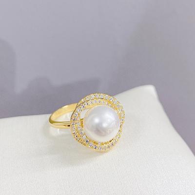 China 2021 Hot Selling CLASSIQUE S925 Sterling Silver Rings 14k/18k Gold Plated Classic Solitaire Pearl Freshwater Ring for sale