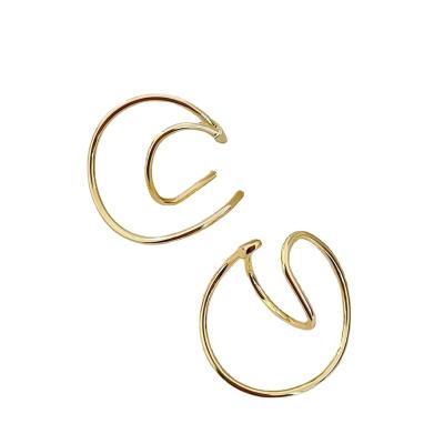 China CLASSIC New Products On Circle Ear Clip Earring Shelves Statistical Institute Minimalism Style Double-Layer Geometric Line For Female for sale