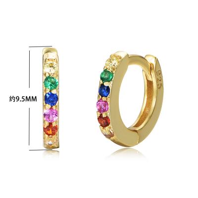 China 2021 Fashion New 925 Sterling Silver Rainbow Pave Huggie Earrings CLASSIC Colorful Rainbow Huggies 18K Gold Vermeil Circles Earrings for sale