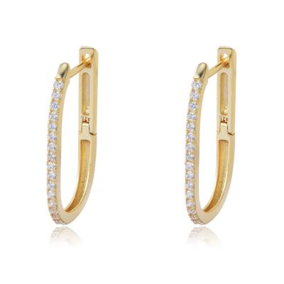 China Vintage Wholesale New Arrival Huggies Custom Letter U Shape Circle Earring U Irregular Zircon Stud Earrings For Women for sale