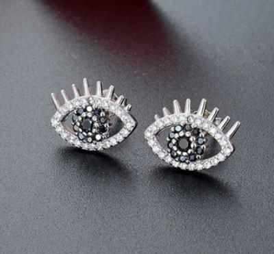 China CLASSIQUE 2021 new design s925 hot sale silver devil's eye stud earrings for girls with diamonds and black zircon stud earrings for sale