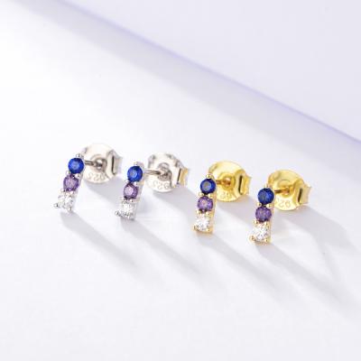 China New Design CLASSIC Geometric Stud Earrings s925 Sterling Silver Stud Earrings Cubic Vertical Zirconia For Girls for sale