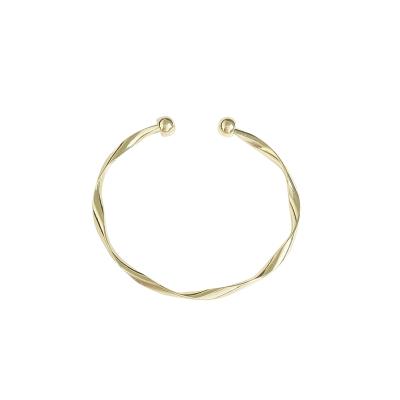 China New Trendy Stainless Steel Wire Bangle Expandable Gold Plated Twisted Cuff Bangle For Women Brass Simple Minimalist Jewelry for sale