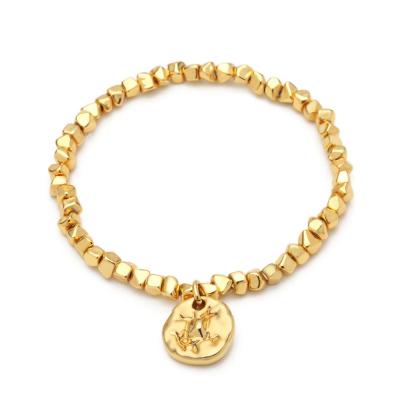 China CLASSIC New Arrival 18k Gold Plated Antique Square Coin Pendant Bead Bead Link Chain Charm Bracelet Accessories for sale