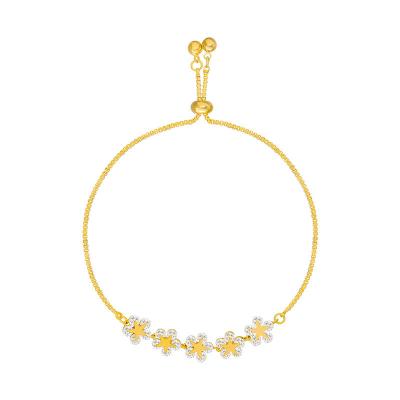 China Fashion cute high-grade flower form Crystal Gold Flower Bracelet Fresh and temperament adjustable bracelet for sale