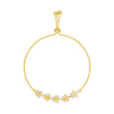 China Fashion cute high-grade flower form Crystal Gold Flower Bracelet Fresh and temperament adjustable bracelet for sale