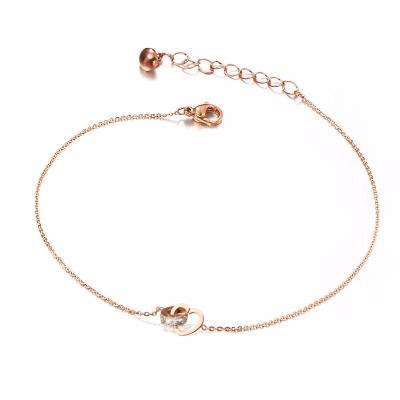 China Romantic Simple Rose Gold Boho Beach Anklet Gold Plated Foot Jewelry Decoration Beach Fashion Love Foot Chain for sale