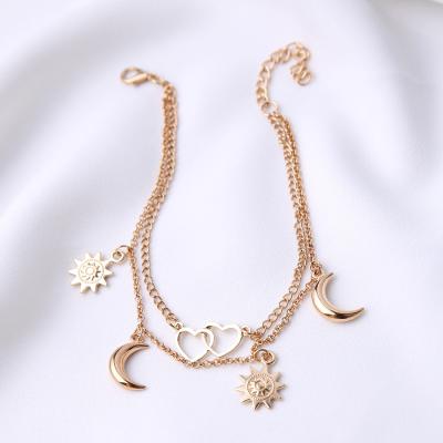 China 2021 FASHIONABLE hot selling new simple personality crescent love foreign trade sun beach foot ornaments rose gold jewelry for sale