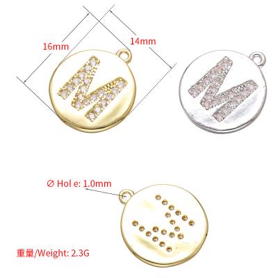 China New Simple 26 Letter CLASSIC Hot Selling A-Z Initial Round Metal Charm Gold Alphabet Pendant For Bracelet Necklace Jewelry Accessories for sale