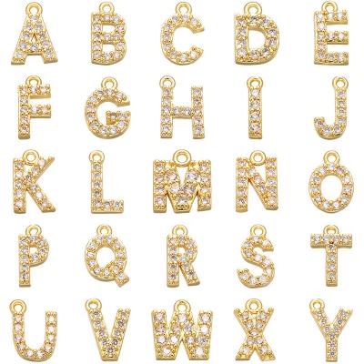 China New Cheapest Fashion Factory Direct Sale Zircon Letter Miniature Pendant Accessories 26 Miniature Pendants English Alphabet Large for sale