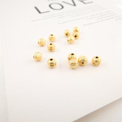 China Vintage 14k Gold Plating Ball Charm Beads Wholesale Simple Design Around Shape Beads Charm For Necklace Bracelet Making for sale