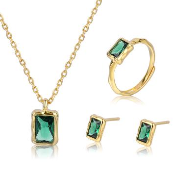 China CLASSIC Hot Sale Gorgeous Synthetic Green Vintage Costume Jewelry Set Necklace Earring Pendant Jewelry Set for sale