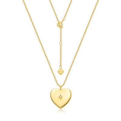 China Romantic Modern Elegant Gold Plated Stainless Steel Heart Gold Love Necklace Clavicle Chain Stud Dangle Earrings 3pcs for sale