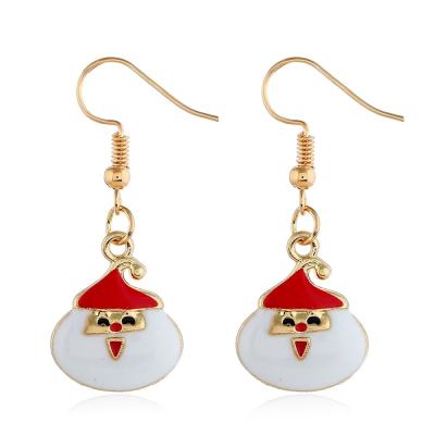 China Most Popular Cartoon Cute Santa Claus Earrings Asymmetrical For Women Shape Long Tassel Around Ball Snowflake Drop Earrings Jewelry for sale