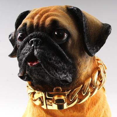 China Hot Selling Luxury Padded Gold Hardware Pet Choke Collars Metal Bull Metal Padded Strong Dog Collar Luxury Custom Chain Stainless Steel Large for sale