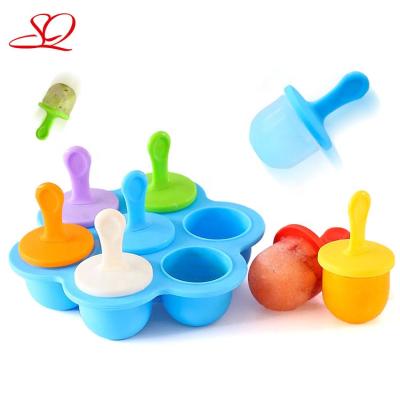 China Mini 7 Grids Silicone Ice Cube Tray Petal Shape Viable Hot Colored Nonstick Round Jam Ice Cube Tray Baby Food Storage Container for sale