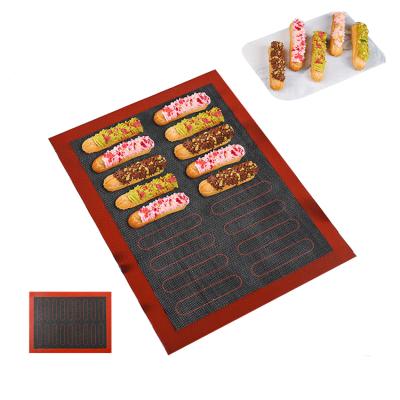 China Viable New Design Micro-perforated Silicone Cookie Making Mat Anti-Slip Puff Macarons Baking Bake Pan Mat for Oven Microwave for sale