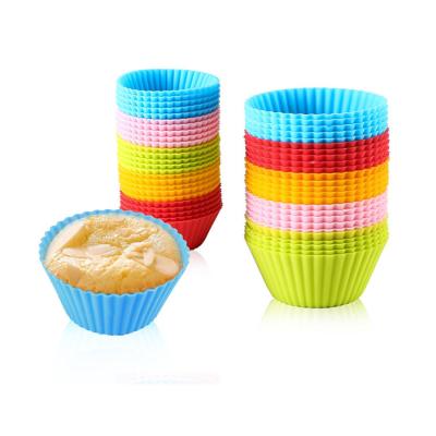 China Sustainable Food Grade Amazon Approved Non-Stick Easy Clean Reusable Cupcake Liners Muffin Cups Silicone Cake Baking Cups for sale