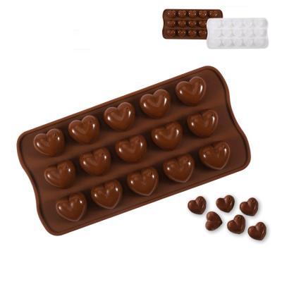 China Viable hot sale custom 15 grids silicone chocolate mold Heart Para silicone chocolate candy molds for sale