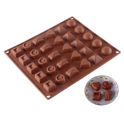 China Sustainable Hot Sale Custom 30 Grids Non Stick Silicone Chocolate Cake Pudding Jelly Candy Molds for sale