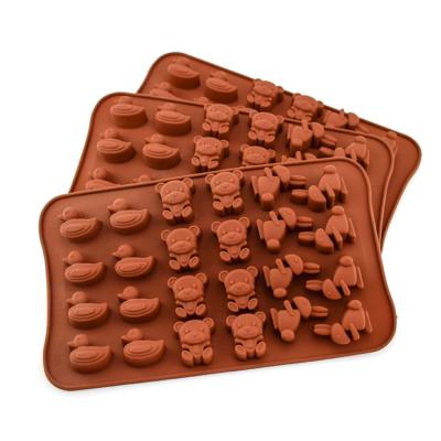 China Viable Best Selling 24 Grids Non Stick Jelly Candy Bar Molds Silicone Animal Shape Silicone Chocolate Cake Pudding Cake for sale