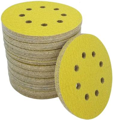 China Long Life High Performance SATC Abrasive 125mm Gold Sanding Disc 5 Inch Hook and Loop Sandpaper Automotive Disc for sale