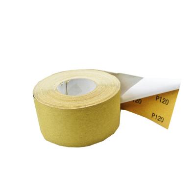 China SATC 120grit Wood Sandpaper Roll 5m Gold Sanding Roll For Woodworking Forming Metal Plastic Sanding for sale