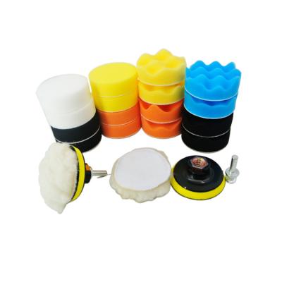 China Car Body Polishing SATC 22Pcs 3Inch 80mm Car Care Polisher Waxing Pad Foam Drill Polish Pad Abrasive Tool Kit for sale