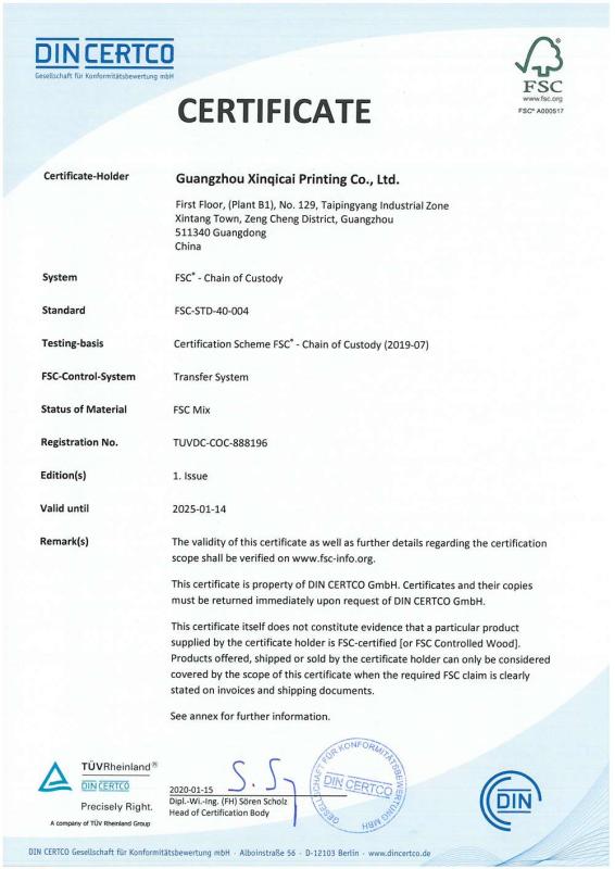 FSC - Guangzhou Xinqicai Printing Co., Ltd.