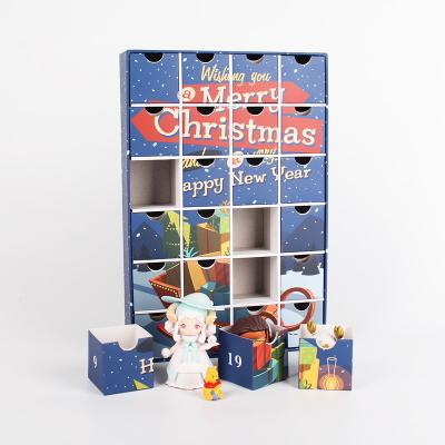 China 24 Drawer Cardboard Advent Calendar Gift Boxes Merry Christmas Handmade Countdown Advent Calendar for sale