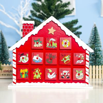 China Table Calendar Diy Christmas Calendar Wooden Gift Packing Box Advent Desk Calendar With 11 Drawers for sale