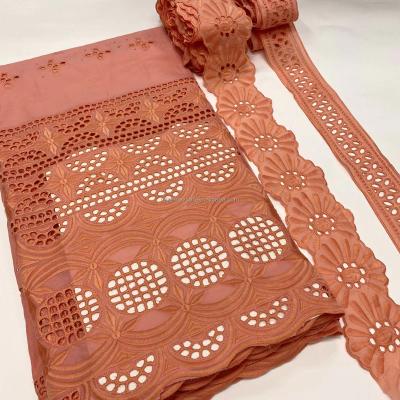 China 2021 New Products African Anti-static Hot Organic Swiss Cotton Embroidery Voile Cotton Fabric Heavy 100% Lace for sale