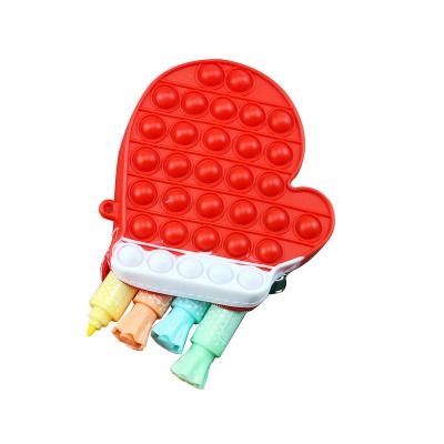 China Schools & New Offices Christmas Push Bubble Silicone Pop Cover Stationery School Supplies The Pencil Case Box Silicone Decompressio for sale