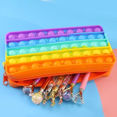 China Schools & Hot Selling Offices New Push Bubble Silicon Pop Cover Stationery School Supplies The Pencil Case Box Silicone Decompressio for sale