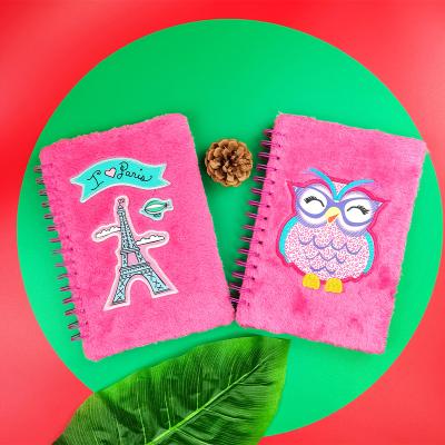 China High quality A5 crafty rose spiral fluffy plush writing notebooks for sale