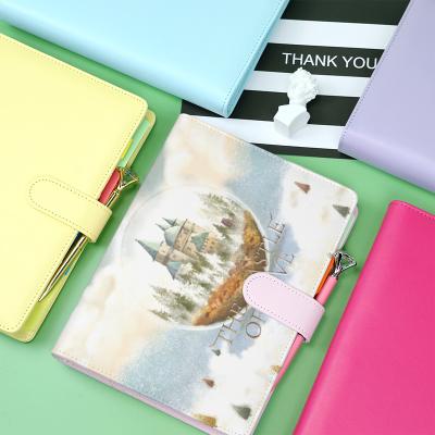 China Creative Cute Loose-leaf Notebook 6 Page Ring Binder Cover A5 Student Notebookwith Magnetic Buckle Closure PU Loose-leaf Notebook for sale