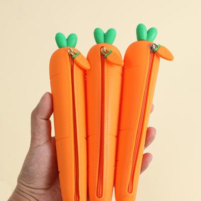 China Soft Box Love Silica Gel Volume Small Carrot Shape Pencil Bag for sale