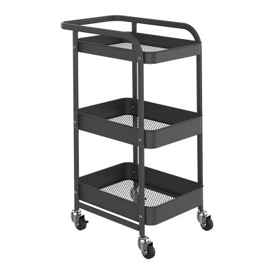 China Fashion Easy Clean 3 Tier Shelving Heavy Duty Utility Cart Organizer Storage Cart For Bathroom Kitchen Living Room for sale